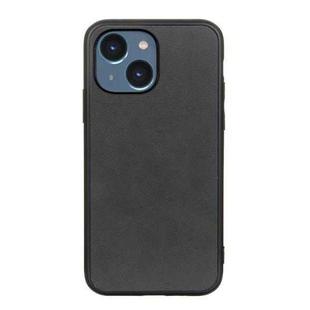 For iPhone 14 Accurate Hole Two-color Calf Texture Shockproof Phone Case (Black)