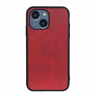 For iPhone 14 Accurate Hole Two-color Calf Texture Shockproof Phone Case (Red)