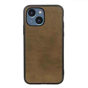 For iPhone 14 Accurate Hole Two-color Calf Texture Shockproof Phone Case (Green)