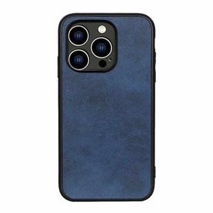For iPhone 14 Pro Accurate Hole Two-color Calf Texture Shockproof Phone Case (Blue)