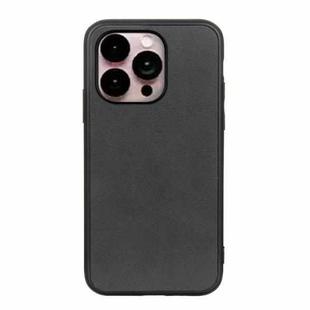 For iPhone 14 Pro Max Accurate Hole Two-color Calf Texture Shockproof Phone Case (Black)