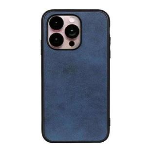 For iPhone 14 Pro Max Accurate Hole Two-color Calf Texture Shockproof Phone Case (Blue)