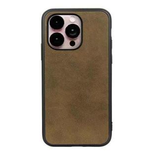 For iPhone 14 Pro Max Accurate Hole Two-color Calf Texture Shockproof Phone Case (Green)