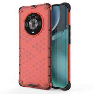 For Honor Magic4 Shockproof Honeycomb PC + TPU Phone Case(Red)