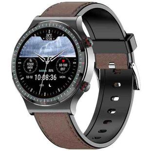 G08 1.3 inch TFT Screen Smart Watch, Support Medical-grade ECG Measurement/Women Menstrual Reminder, Style:Brown Leather Strap(Black)