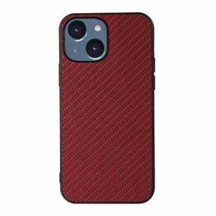 For iPhone 14 Carbon Fiber Texture Phone Case (Red)