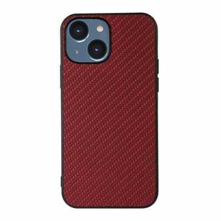 For iPhone 14 Plus  Carbon Fiber Texture Phone Case (Red)