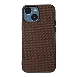 For iPhone 14 Plus  Carbon Fiber Texture Phone Case (Brown)