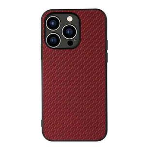 For iPhone 14 Pro Carbon Fiber Texture Phone Case (Red)