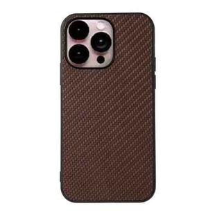 For iPhone 14 Pro Max Carbon Fiber Texture Phone Case (Brown)
