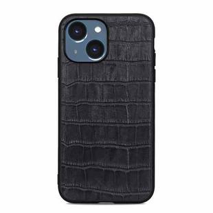 For iPhone 14 Plus  Crocodile Texture Genuine Leather Phone Case (Black)