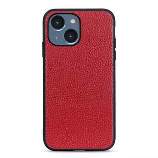 For iPhone 14 Litchi Texture Genuine Leather Phone Case (Red)