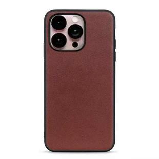 For iPhone 14 Pro Lambskin Texture Genuine Leather Phone Case (Brown)