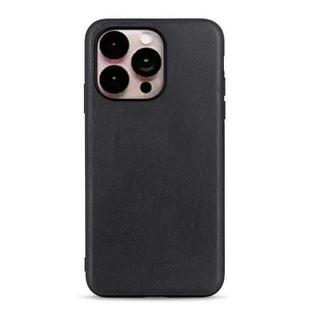 For iPhone 14 Pro Max Lambskin Texture Genuine Leather Phone Case (Black)