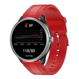 M3 1.28 inch TFT Color Screen Smart Watch, Support Bluetooth Calling/Body Temperature Monitoring, Style:Red Silicone Strap(Silver)