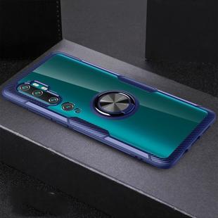 For Xiaomi CC9 Pro Shockproof Transparent TPU + Acrylic Protective Case with Ring Holder(Blue)