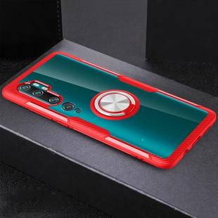 For Xiaomi CC9 Pro Shockproof Transparent TPU + Acrylic Protective Case with Ring Holder(Red)