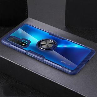 For Huawei Nova 6 Shockproof Transparent TPU + Acrylic Protective Case with Ring Holder(Blue)
