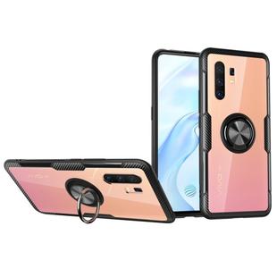 For Vivo X30 Pro Shockproof Transparent TPU + Acrylic Protective Case with Ring Holder(Black)