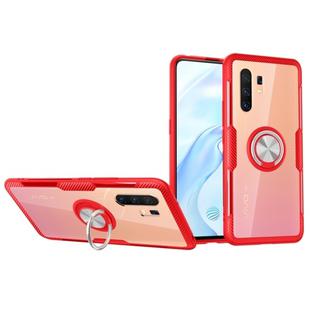 For Vivo X30 Pro Shockproof Transparent TPU + Acrylic Protective Case with Ring Holder(Red)