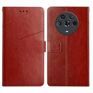 For Honor Magic4 Y Stitching Horizontal Flip Leather Phone Case(Brown)