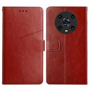 For Honor Magic4 Pro Y Stitching Horizontal Flip Leather Phone Case(Brown)