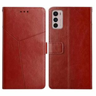 For Motorola Moto G42 Y Stitching Horizontal Flip Leather Phone Case(Brown)