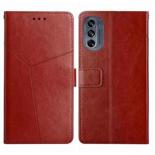 For Motorola Moto G62 5G Y Stitching Horizontal Flip Leather Phone Case(Brown)