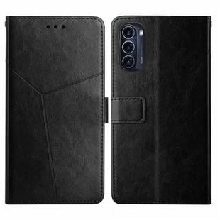 For Motorola Moto G52J 5G Y Stitching Horizontal Flip Leather Phone Case(Black)
