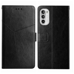 For Motorola Moto G71S Y Stitching Horizontal Flip Leather Phone Case(Black)