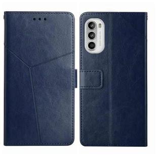 For Motorola Moto G71S Y Stitching Horizontal Flip Leather Phone Case(Blue)