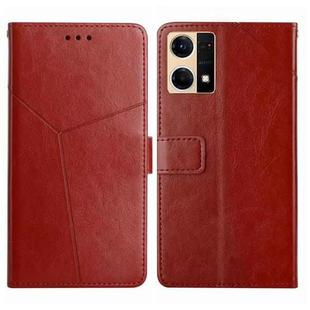 For OPPO Reno7 4G Y Stitching Horizontal Flip Leather Phone Case(Brown)