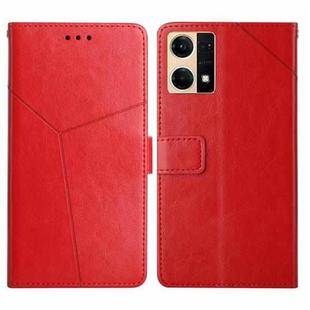 For OPPO Reno7 4G Y Stitching Horizontal Flip Leather Phone Case(Red)