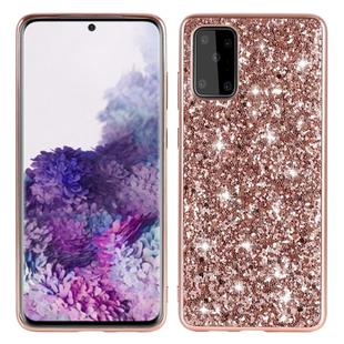 For Galaxy S20 Plating Glittery Powder Shockproof TPU Protective Case(Rose Gold)