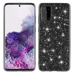 For Galaxy S20+ Plating Glittery Powder Shockproof TPU Protective Case(Black)