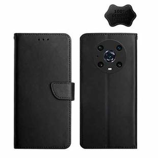 For Honor Magic4 Pro Genuine Leather Fingerprint-proof Horizontal Flip Phone Case(Black)