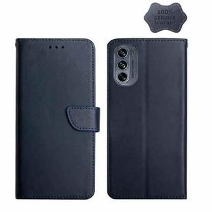For Motorola Moto G62 5G Genuine Leather Fingerprint-proof Horizontal Flip Phone Case(Blue)