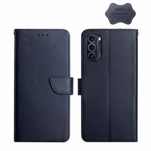 For Motorola Moto G52J 5G Genuine Leather Fingerprint-proof Horizontal Flip Phone Case(Blue)