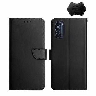 For Motorola Moto G52J 5G Genuine Leather Fingerprint-proof Horizontal Flip Phone Case(Black)