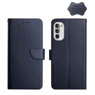 For Motorola Moto G71S Genuine Leather Fingerprint-proof Horizontal Flip Phone Case(Blue)
