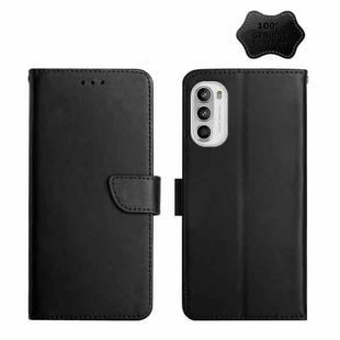 For Motorola Moto G71S Genuine Leather Fingerprint-proof Horizontal Flip Phone Case(Black)