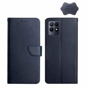 For OPPO Realme Narzo 50 4G Genuine Leather Fingerprint-proof Horizontal Flip Phone Case(Blue)