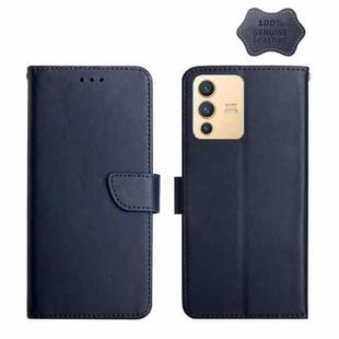 For vivo V23 5G Genuine Leather Fingerprint-proof Horizontal Flip Phone Case(Blue)