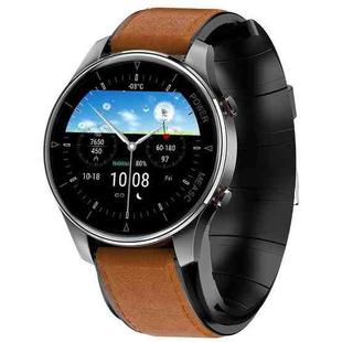 P50 1.3 inch IPS Screen Smart Watch, Support Balloon Blood Pressure Measurement/Body Temperature Monitoring, Style:Coffee Leather Watch Band(Black)