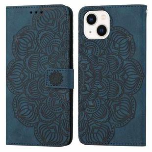 For iPhone 13 mini Mandala Embossed Flip Leather Phone Case (Blue)