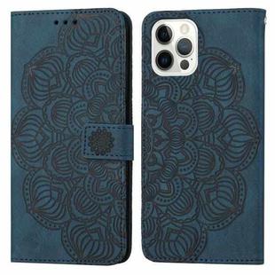 For iPhone 13 Pro Max Mandala Embossed Flip Leather Phone Case (Blue)