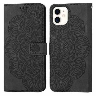 For iPhone 12 mini Mandala Embossed Flip Leather Phone Case (Black)