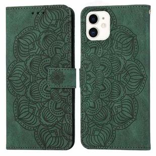 For iPhone 12 mini Mandala Embossed Flip Leather Phone Case (Green)