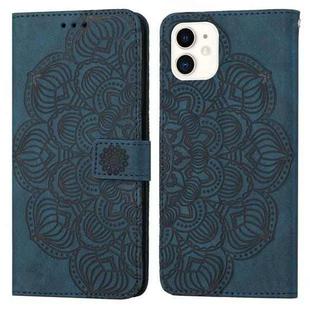 For iPhone 12 mini Mandala Embossed Flip Leather Phone Case (Blue)