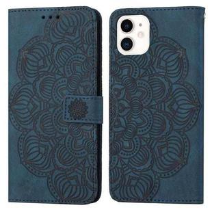 For iPhone 11 Mandala Embossed Flip Leather Phone Case (Blue)